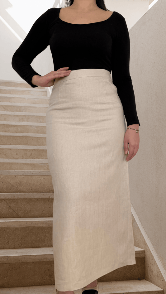jupe-beige-lin